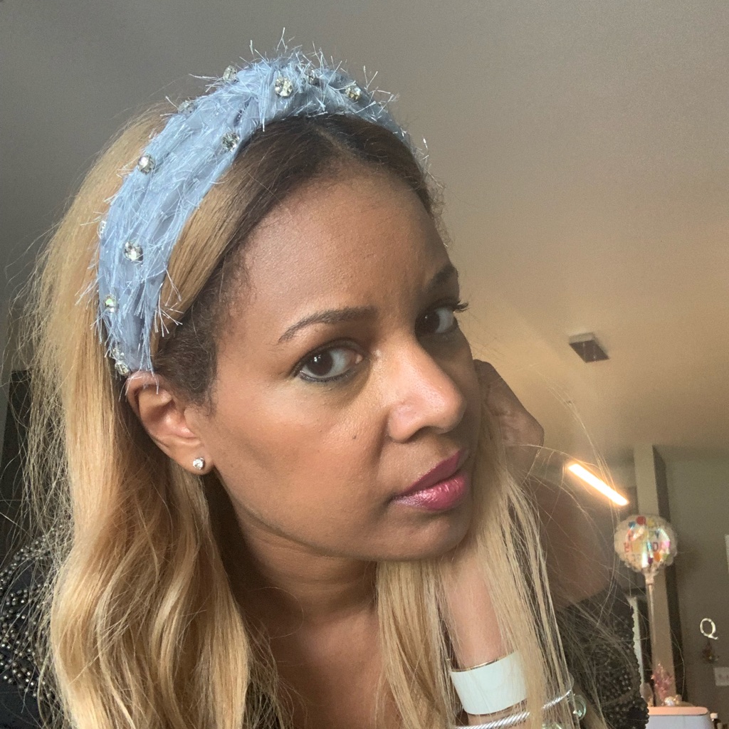 Blue Fuzzy Diamond Headband